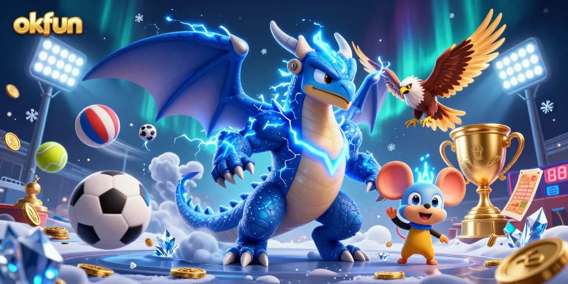 Engage with okfun's thrilling casino experience featuring dynamic sports betting elements and vibrant characters.