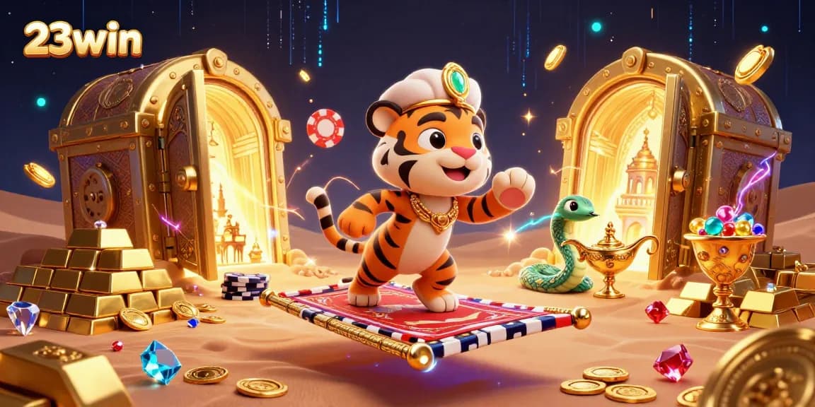 Win big with 23win at a magical casino adventure featuring gems and treasures.