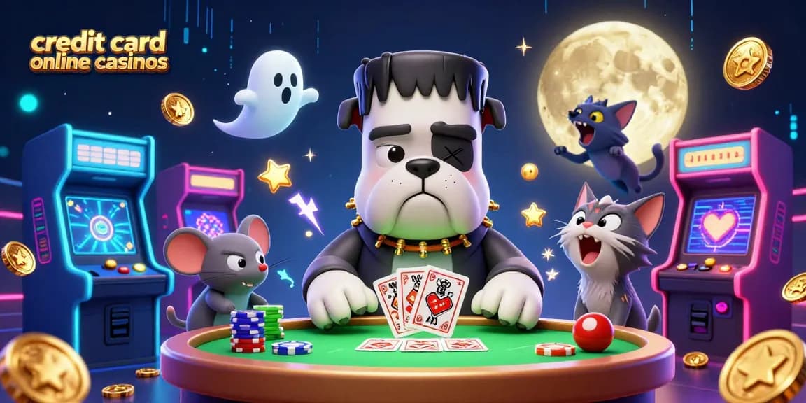 Experience thrilling gameplay at credit card online casinos with spooky characters and vibrant gaming elements.