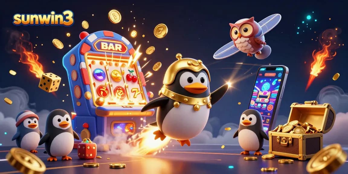 Experience thrilling gameplay at sunwin3 with a 3D golden penguin and jackpot excitement!