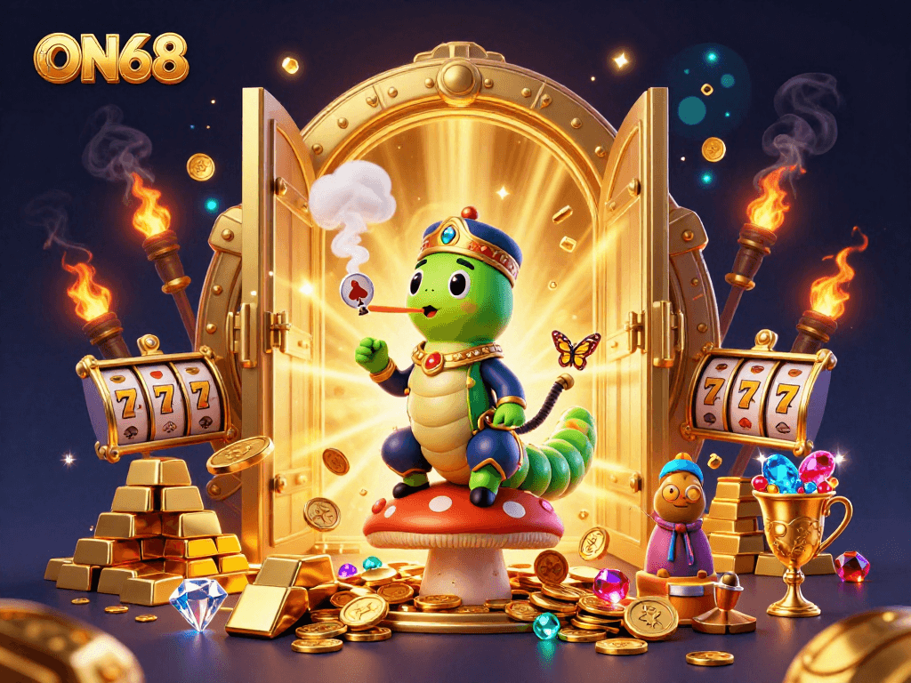 Experience thrilling gameplay at ON68 with vibrant casino visuals and unique characters.