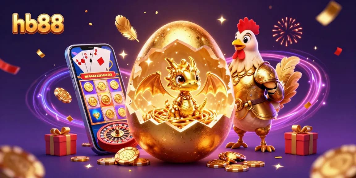 Engage with hb88's vibrant gaming world featuring a golden dragon and poker chips in a dynamic casino scene.