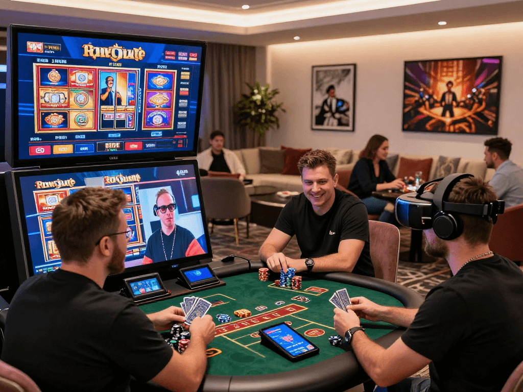 Engaging players at non gamstop casinos enjoying vibrant games and live dealers in a modern setup.