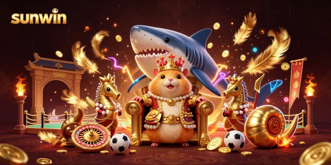 Engage in thrilling sports betting with sunwin's dynamic casino scene featuring a golden hamster king.