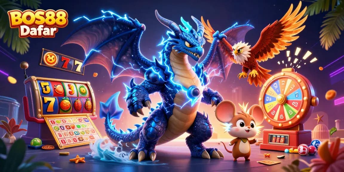 Permainan slot seru di BOS88 Daftar dengan karakter warna-warni dan elemen menarik, nikmati jackpot!
