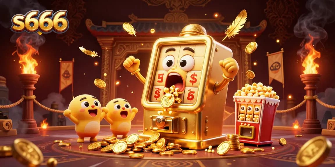 Experience thrilling wins at s666 with our engaging golden slot machines celebrating a jackpot.