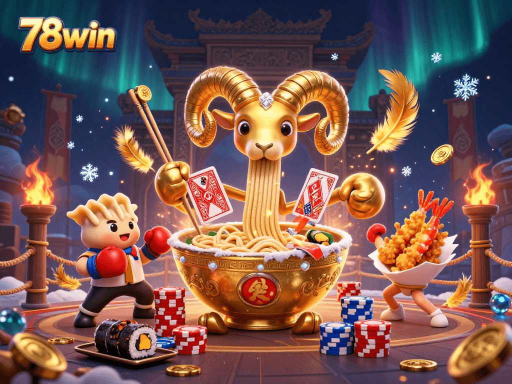 Experience thrilling wins and vibrant gaming with 78win in this animated 3D casino scene.
