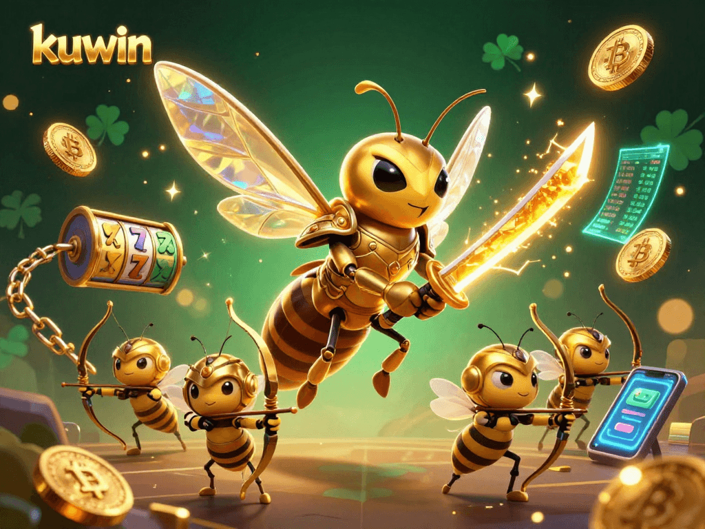 Kuwin players experience thrilling casino action with a giant golden hornet and bee archers.