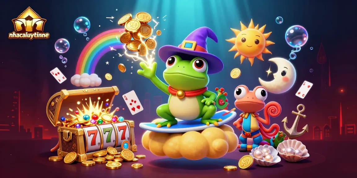 Experience the thrill of winning at nhacaiuytinne with golden storm coins and vibrant casino elements.