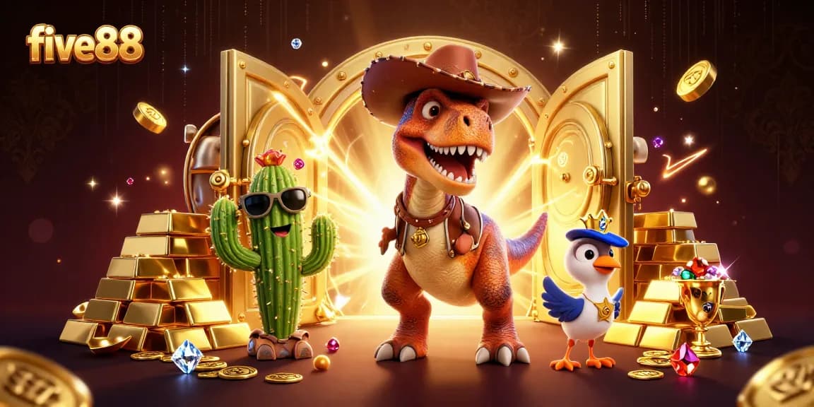 Experience thrilling gameplay at five88 with vibrant illustrations of casino adventures.