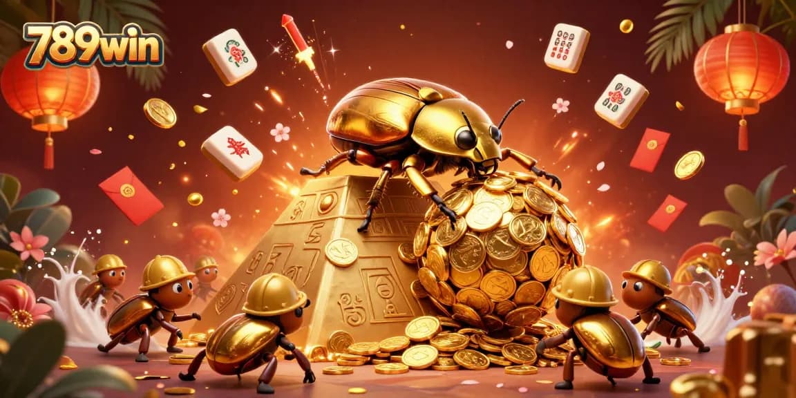 Experience excitement with 789win as the golden beetle rolls coins, enriching your casino journey.