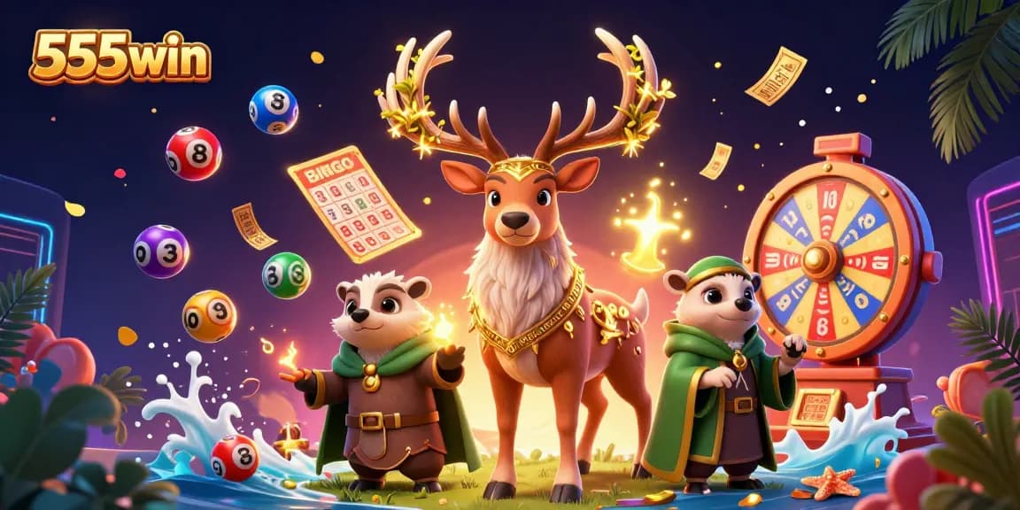 Experience thrilling excitement with 555win’s vibrant lottery gaming scene featuring colorful dynamic elements.