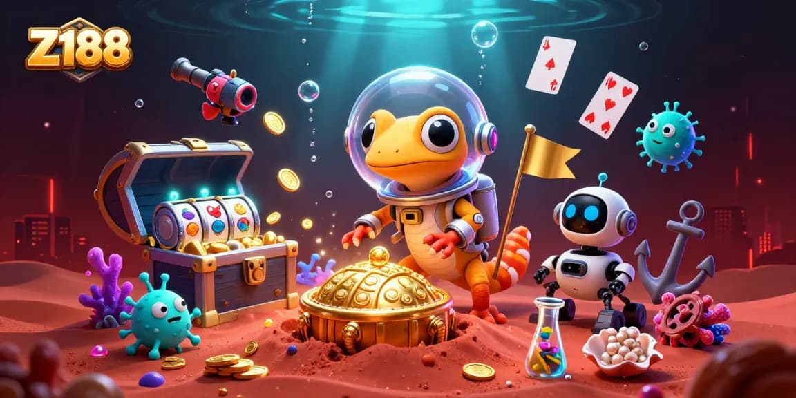 Experience the excitement of Z188 in a dynamic Martian scene with treasure and casino elements.
