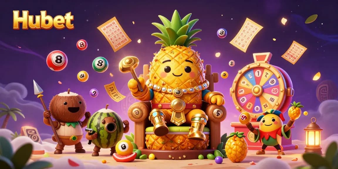 Experience Hubet with a vibrant 3D casino scene featuring playful characters and dynamic game elements.