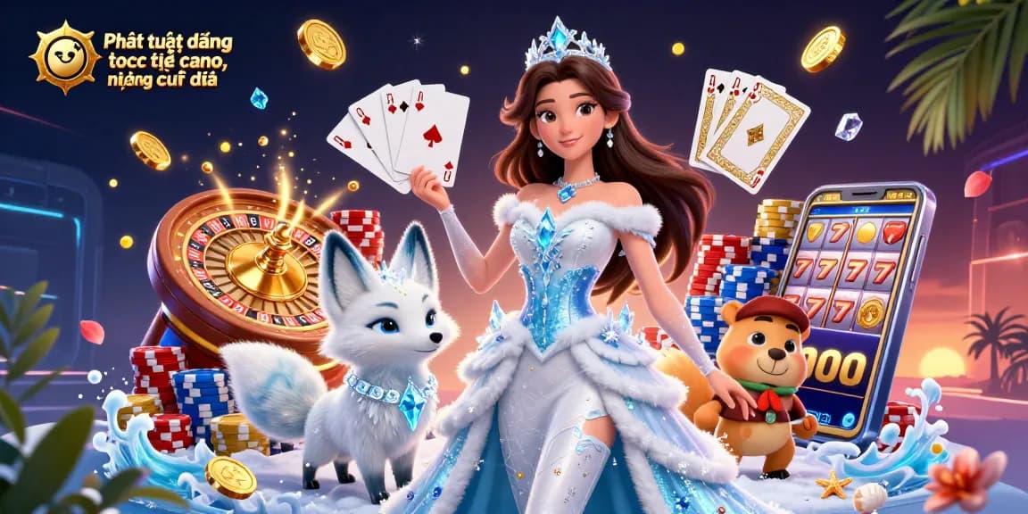 Experience Phát trực tiếp tốc độ cao, không quảng cáo in a vibrant 3D casino illustration with dazzling elements.