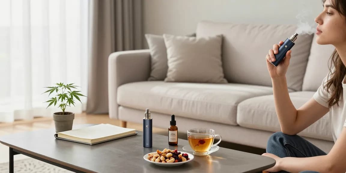 How To Vape with premium CBD oil and organic hemp in a relaxing wellness environment, promoting a natural lifestyle.