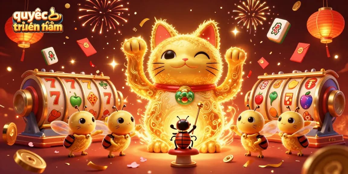 Immerse in the thrilling world of quyết chiến tiền thưởng with vibrant casino symbols and festive energy.