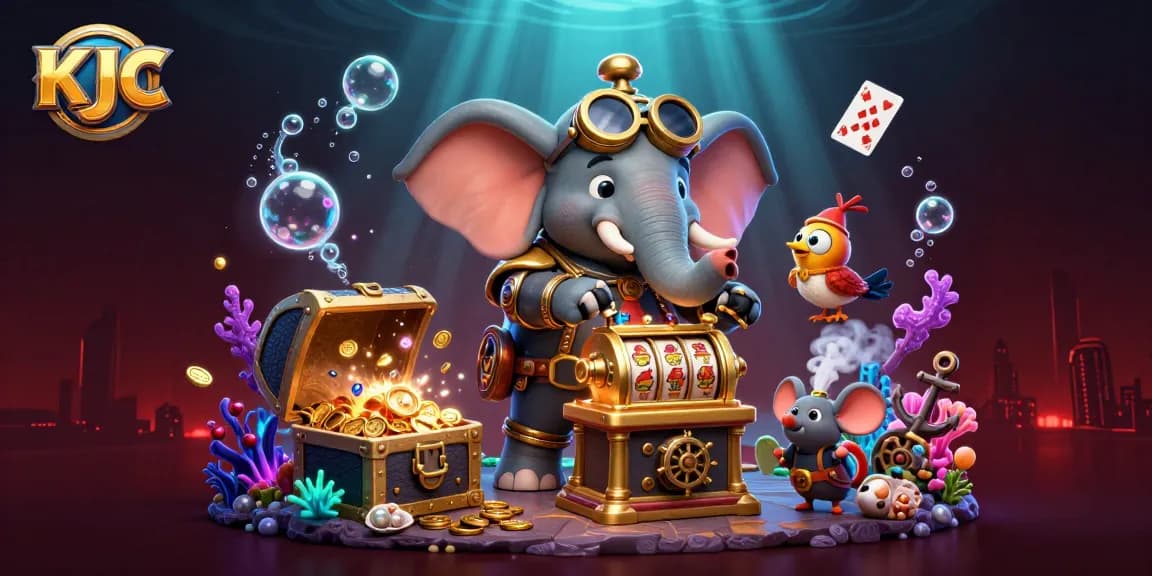 KJC offers an exciting gaming experience featuring vibrant slot machines and rich illustrations.