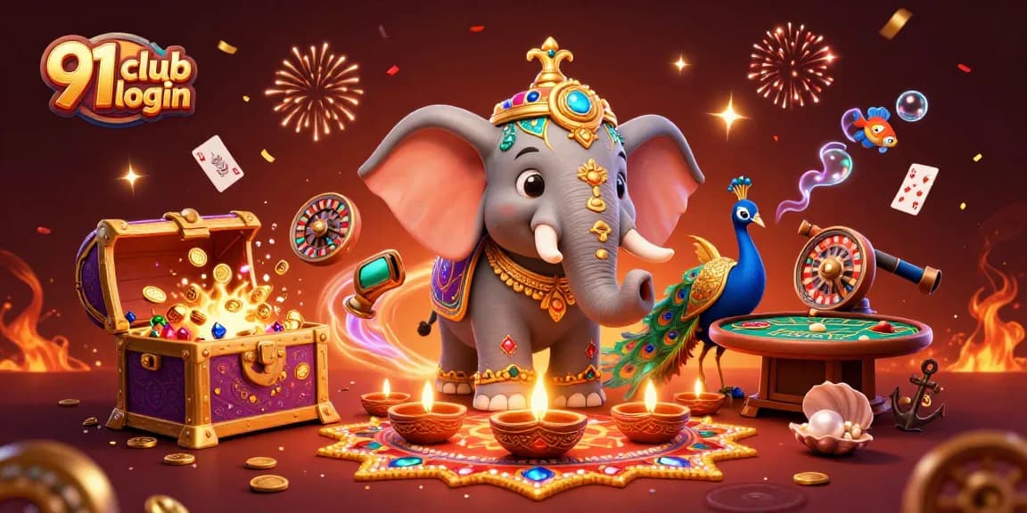 Engage in gaming with 91 club login, showcasing vibrant characters and casino elements.