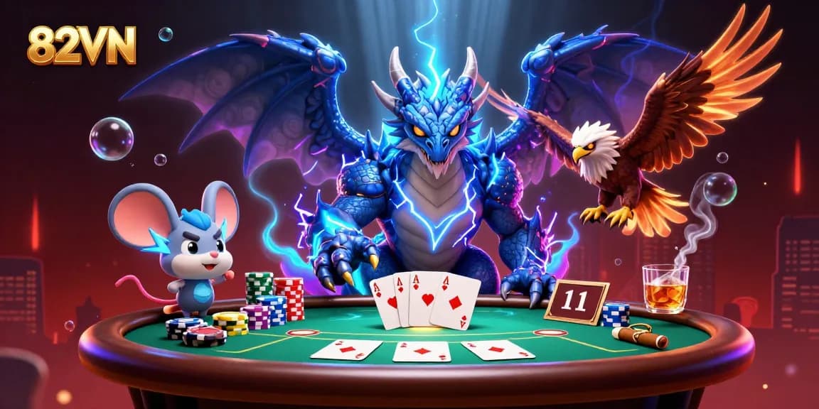 Experience thrilling gameplay at 82VN with vibrant poker action featuring dynamic characters.