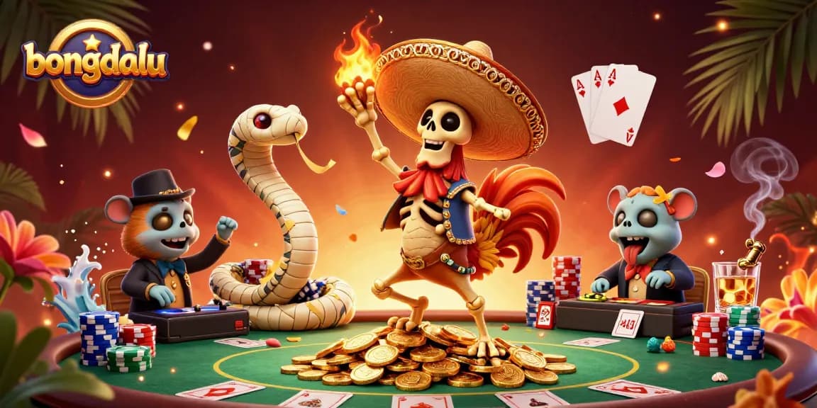 Experience bongdalu's immersive casino atmosphere with energetic dancing skeletons and vibrant gameplay.