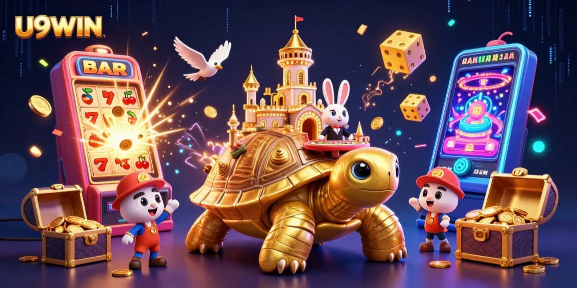 Experience the thrilling world of U9WIN with vibrant 3D casino elements and golden rewards.