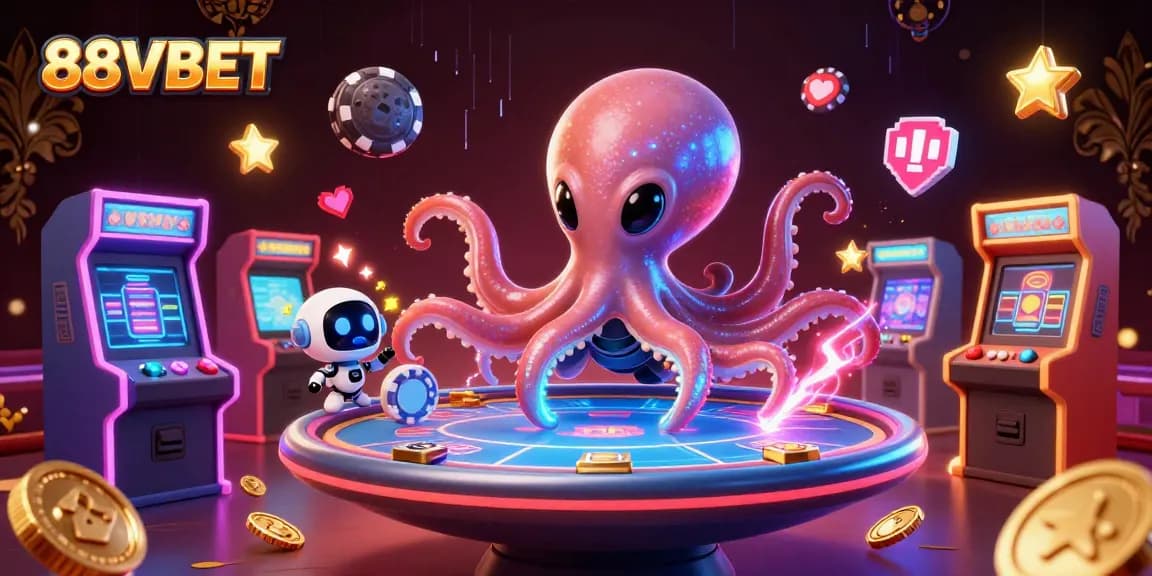 Join the excitement at 88VBET with vibrant gaming adventures featuring alien octopus at a poker table!