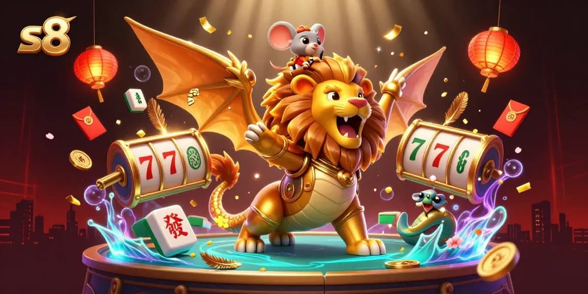 Experience the thrill of s8 with the roaring chimera and vibrant casino elements in a packed, dynamic scene.