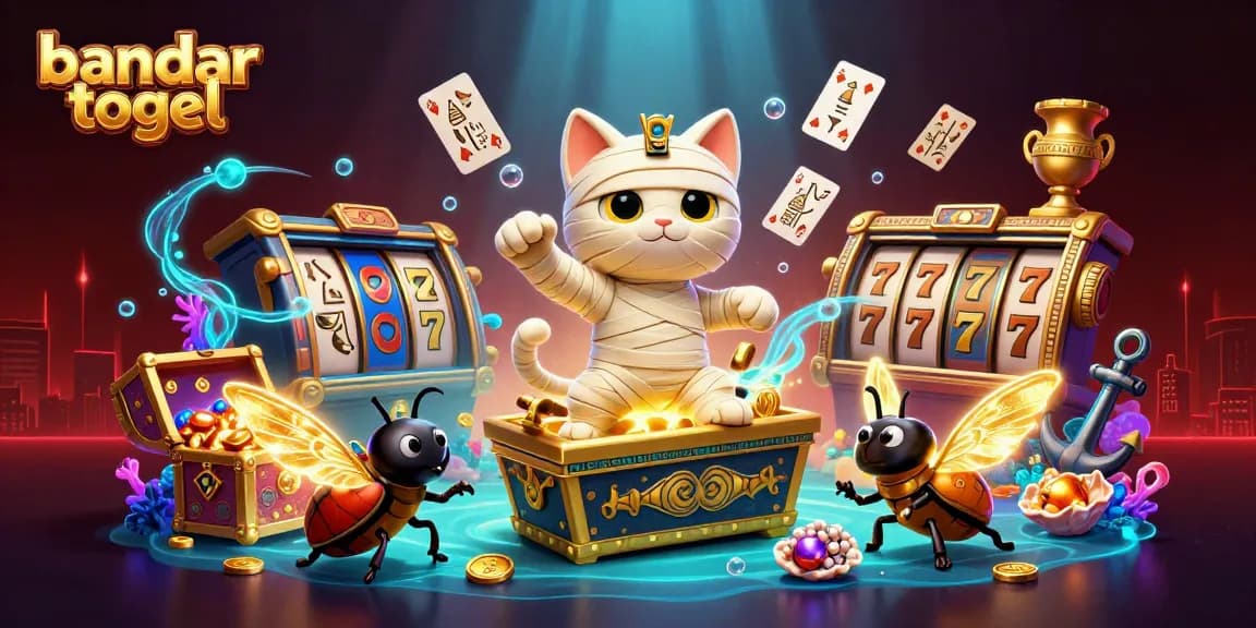 Engage with bandar togel through vibrant 3D illustration showcasing casino elements and dynamic characters.