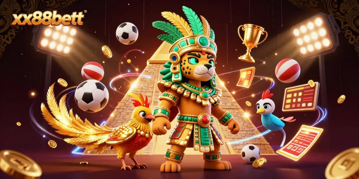 Experience thrilling gameplay with xx88bett in a vibrant 3D casino illustration featuring dynamic sports elements.