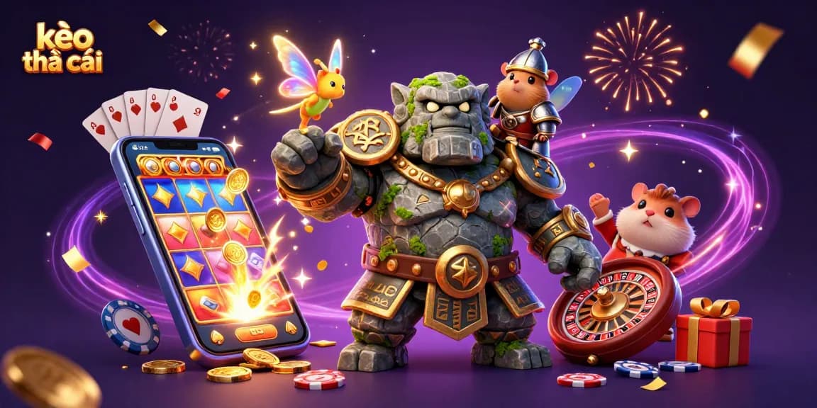 Engage with kèo nhà cái in this vibrant 3D scene showcasing a magical casino adventure.