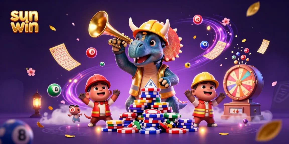Experience sun win with vibrant lottery excitement as characters celebrate; dynamic gambling scene full of energy.