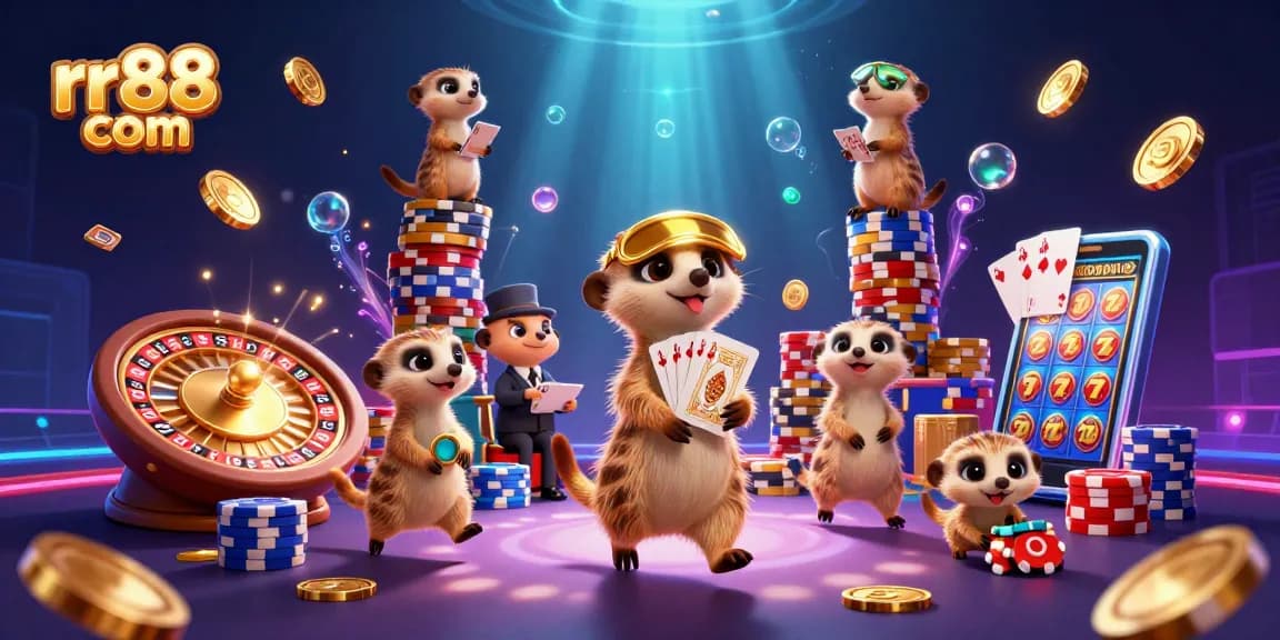 Experience the excitement at rr88 com with enthralling casino meerkats managing a vibrant gambling environment.