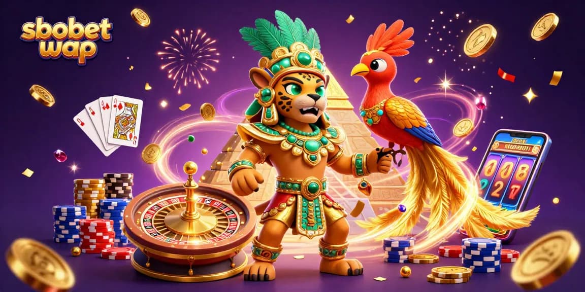 Engage with sbobet wap experiences in a vibrant casino scene filled with interactive gaming elements.