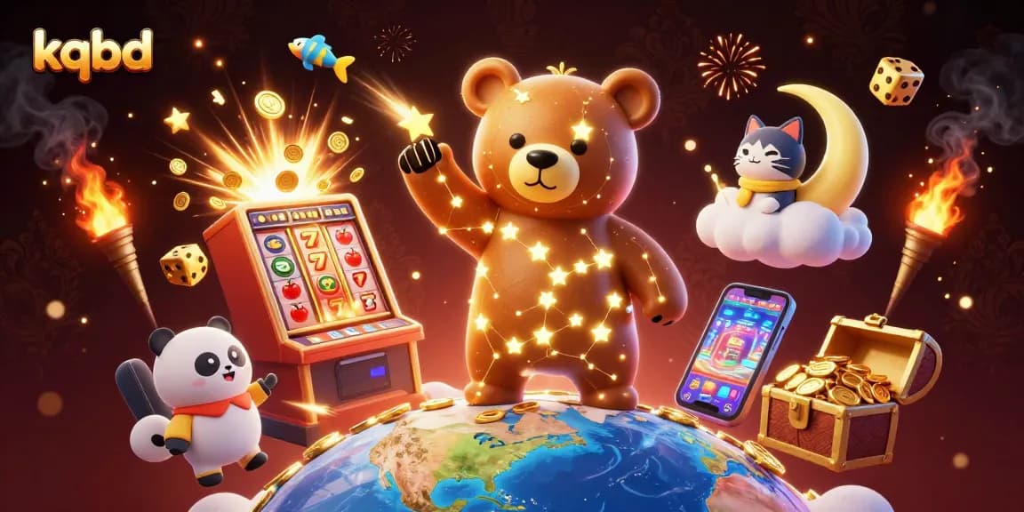 Experience kqbd's vibrant casino atmosphere with a constellation bear scooping up coins.
