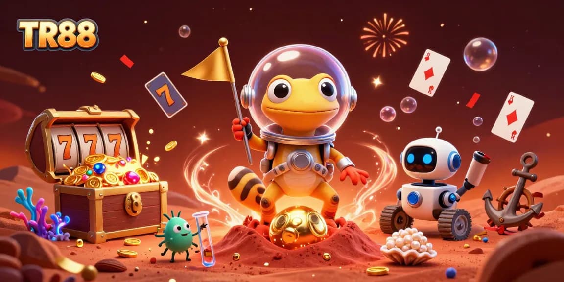 Engage in thrilling games at TR88 with vibrant casino elements and dynamic characters.