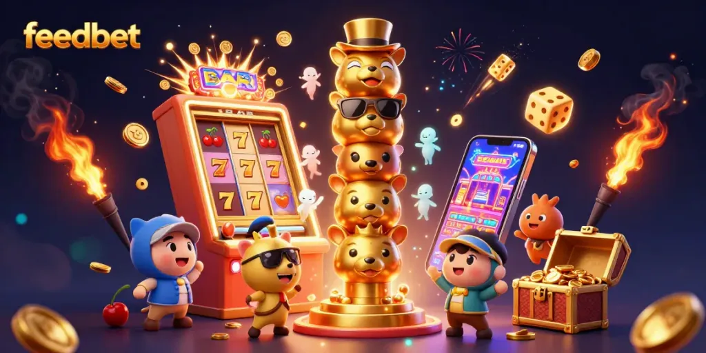 Experience the thrilling slots at feedbet with vibrant golden symbols and exploding jackpots!