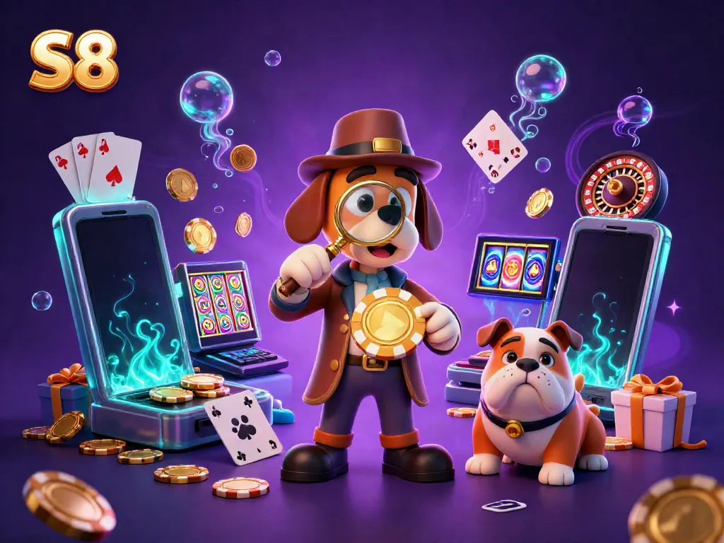 S8 provides thrilling casino adventures with cartoon characters investigating clues and treasure.