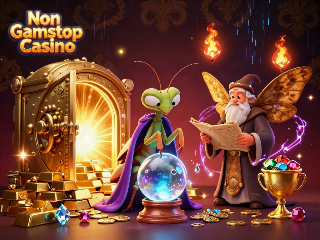 Engage with the mystic Non Gamstop Casino scene featuring a fortune teller and treasures