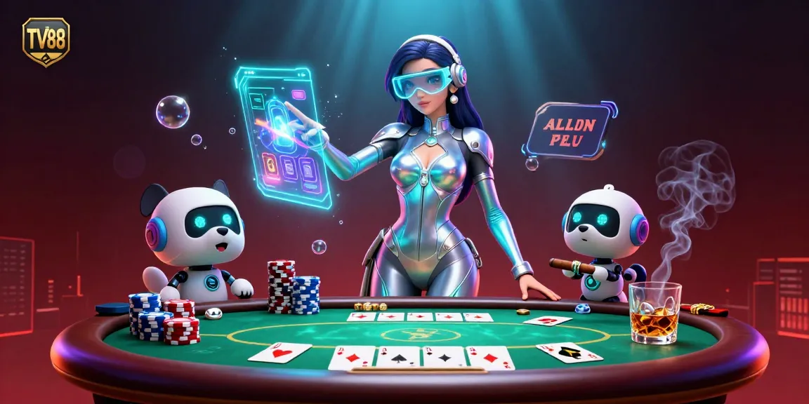 Engage in dynamic gaming at TV88 with rich visuals of poker action and holographic interfaces.