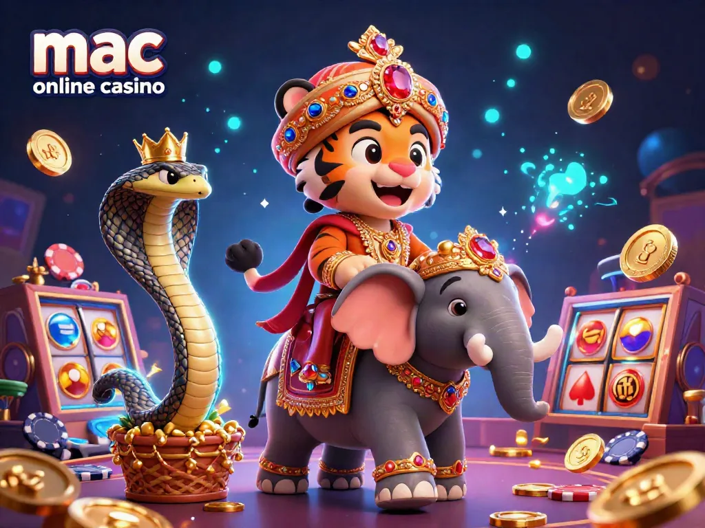 Experience the thrill of the mac online casino with a vibrant 3D scene showcasing gaming elements.