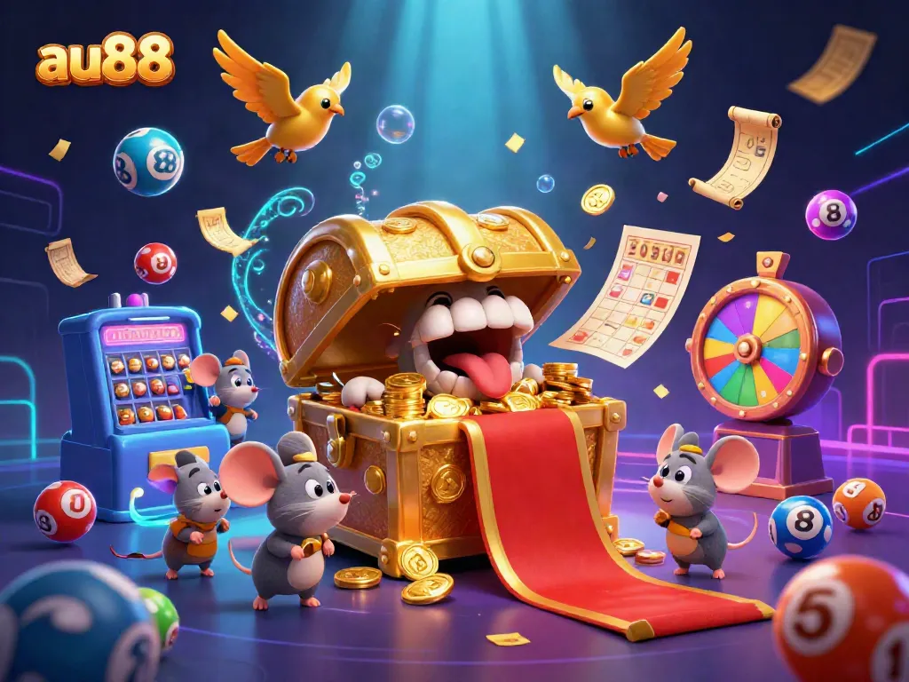 Engage in gaming excitement with au88’s vibrant lottery scene featuring dynamic elements and rich detail.