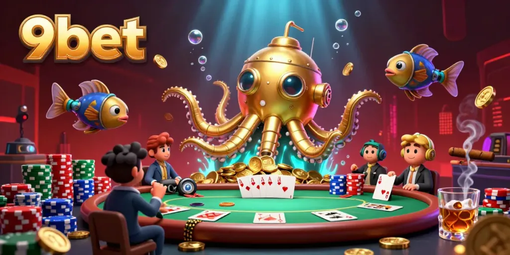 Experience thrilling poker action with 9bet as the golden kraken submarine dives into treasures.