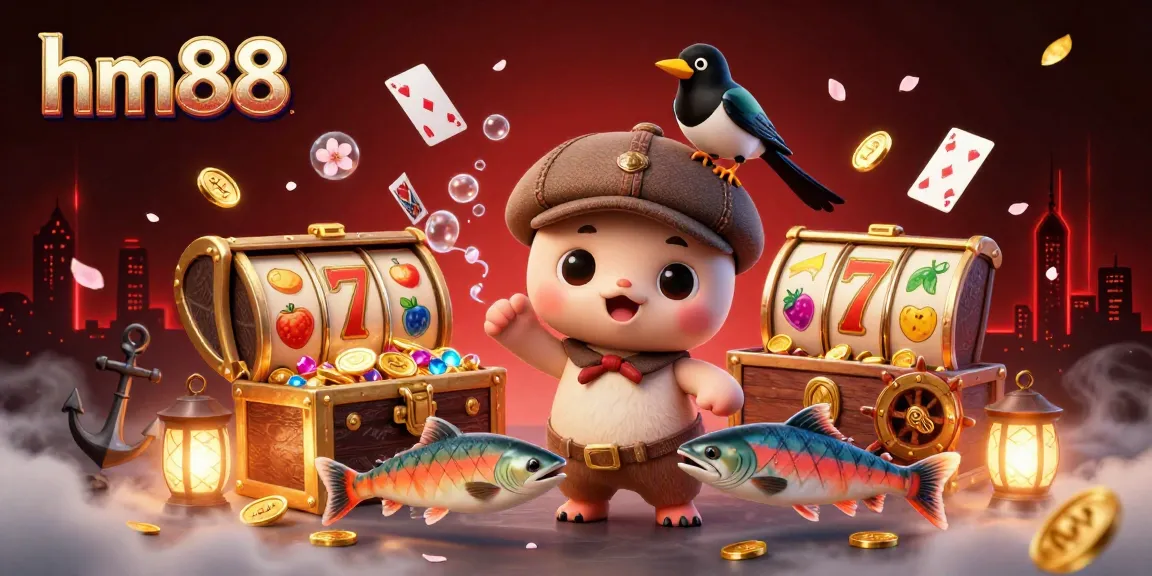 Experience thrilling gameplay at hm88 with colorful jackpot slots spinning and winning treasures.