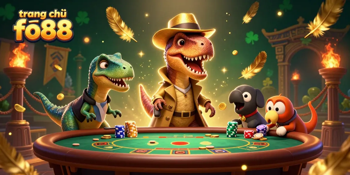 Experience the excitement at trang chủ fo88 with a thrilling casino scene featuring unique characters in action.