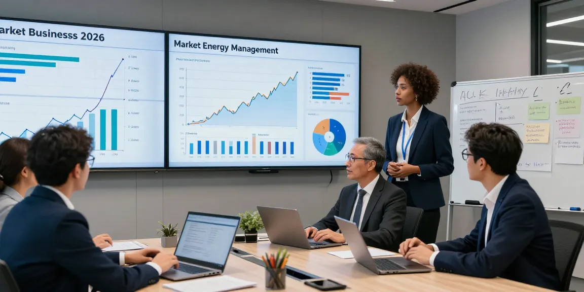 Team discussing uk business electricity price per kwh 2026 trends in modern office setting.