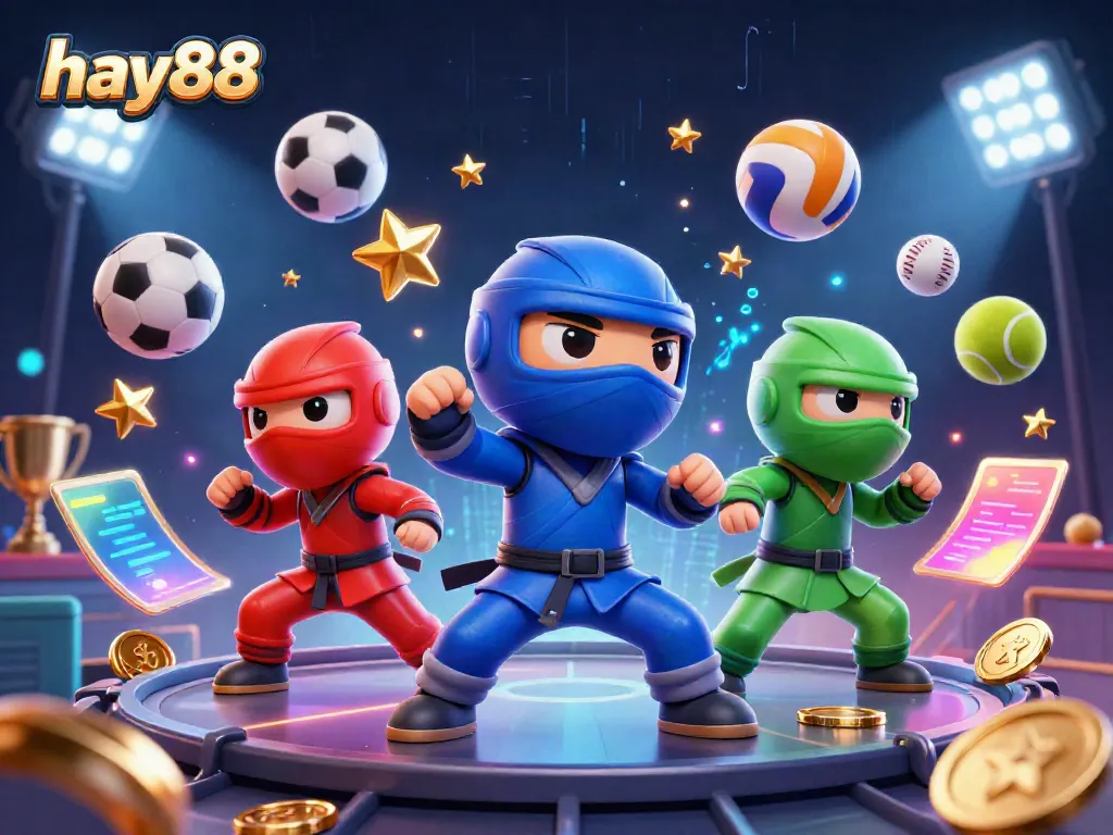 Engaging scene of hay88 featuring a ninja chameleon team performing casino-inspired martial arts on a rooftop