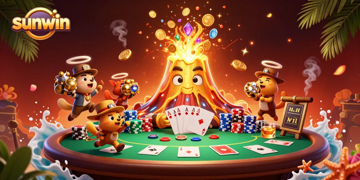 Join the thrilling world of sunwin as golden eruptions shower coins and gems at an extravagant poker table.