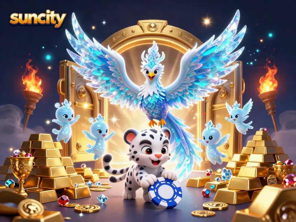 Engage with the thrilling suncity experience, featuring an ice phoenix and treasure elements.