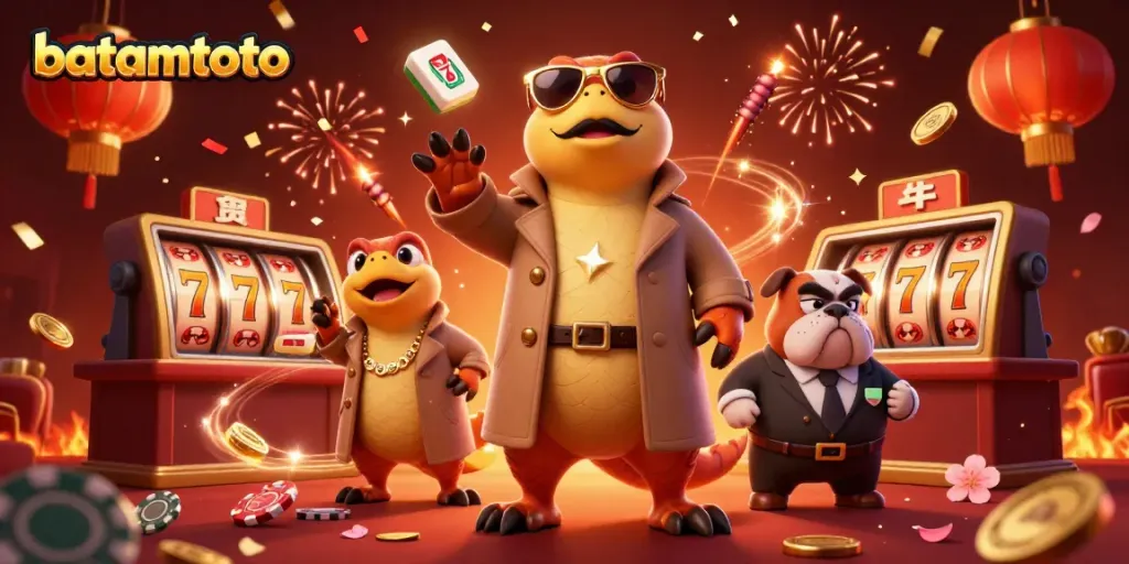 Engage with batamtoto in a fun setting with cartoon raptors entering a VIP lounge.
